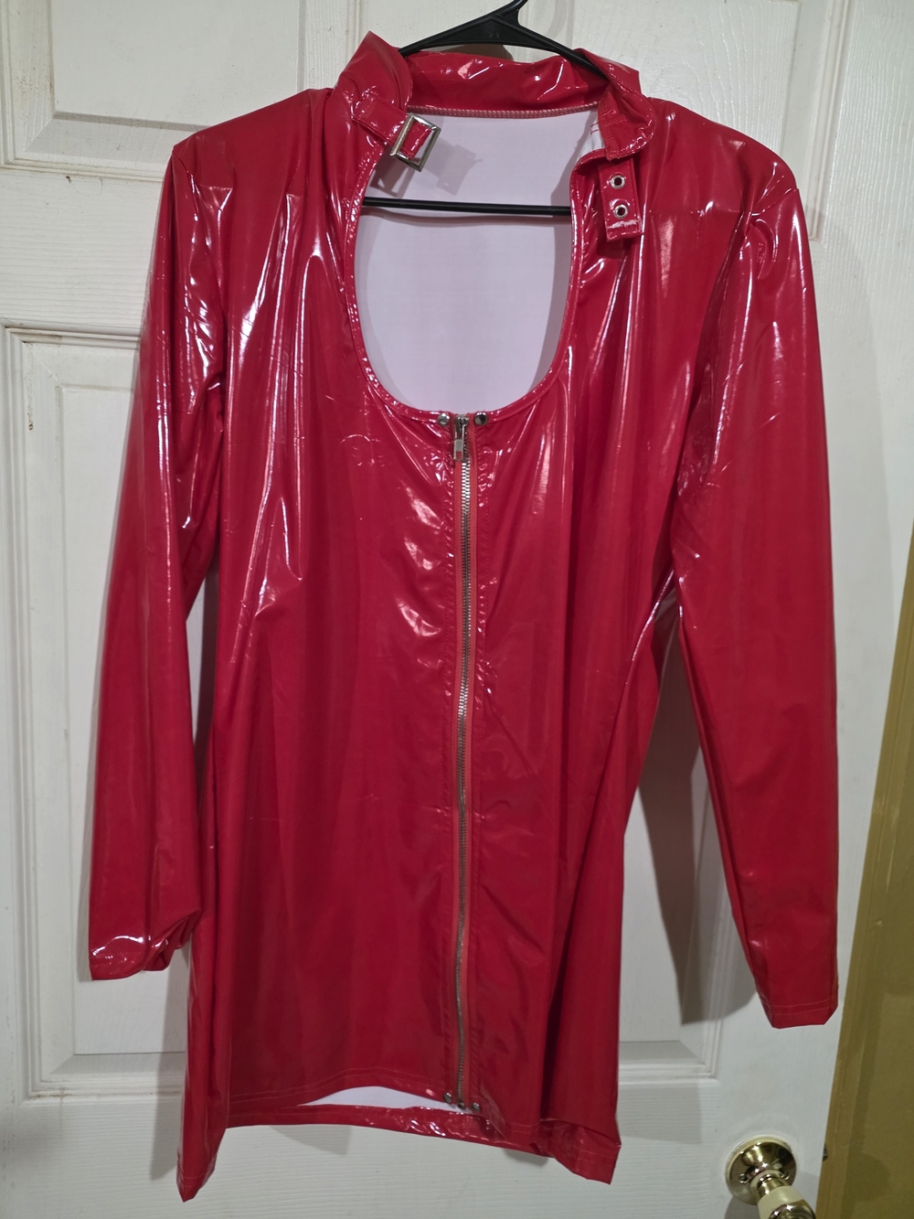 Women’s Glossy Pink Zip-Front Leather Jacket